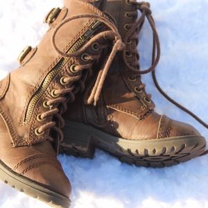 Soda Girls Kids Lace Up Military Combat Boots Sz9